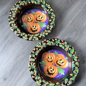 Vintage Halloween Pumpkin Candy Bowls SET OF TWO